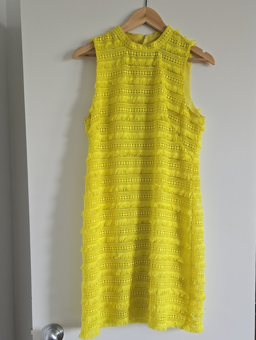 J. Crew Neon Yellow Crochet Shift Dress